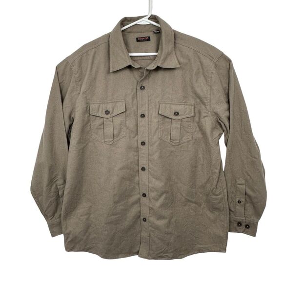 Ridgecut Toughwear Chamois Button Front Shirt Long Sleeve Mens Size XL Tan Khaki - Picture 1 of 7